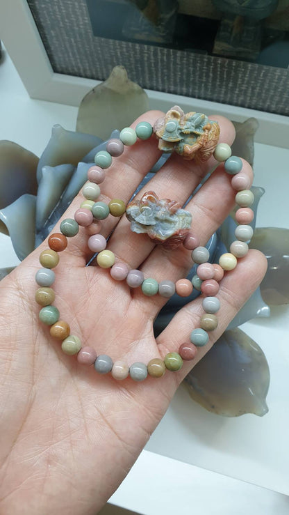 Alashan Jasper Ganesha Bracelet – Rosy Earthy Tones| Good Luck & Spiritual Wrist Candy