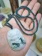 Lavender Jade Dragon on Blue Jade beaded Necklace (24") | Fei Cui Type A Jadeite