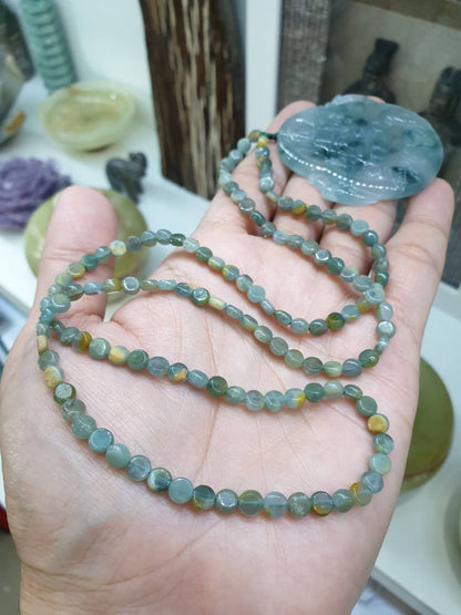 Guan Yin on Jade Beaded Necklace (24") | Fei Cui Type A Jadeite
