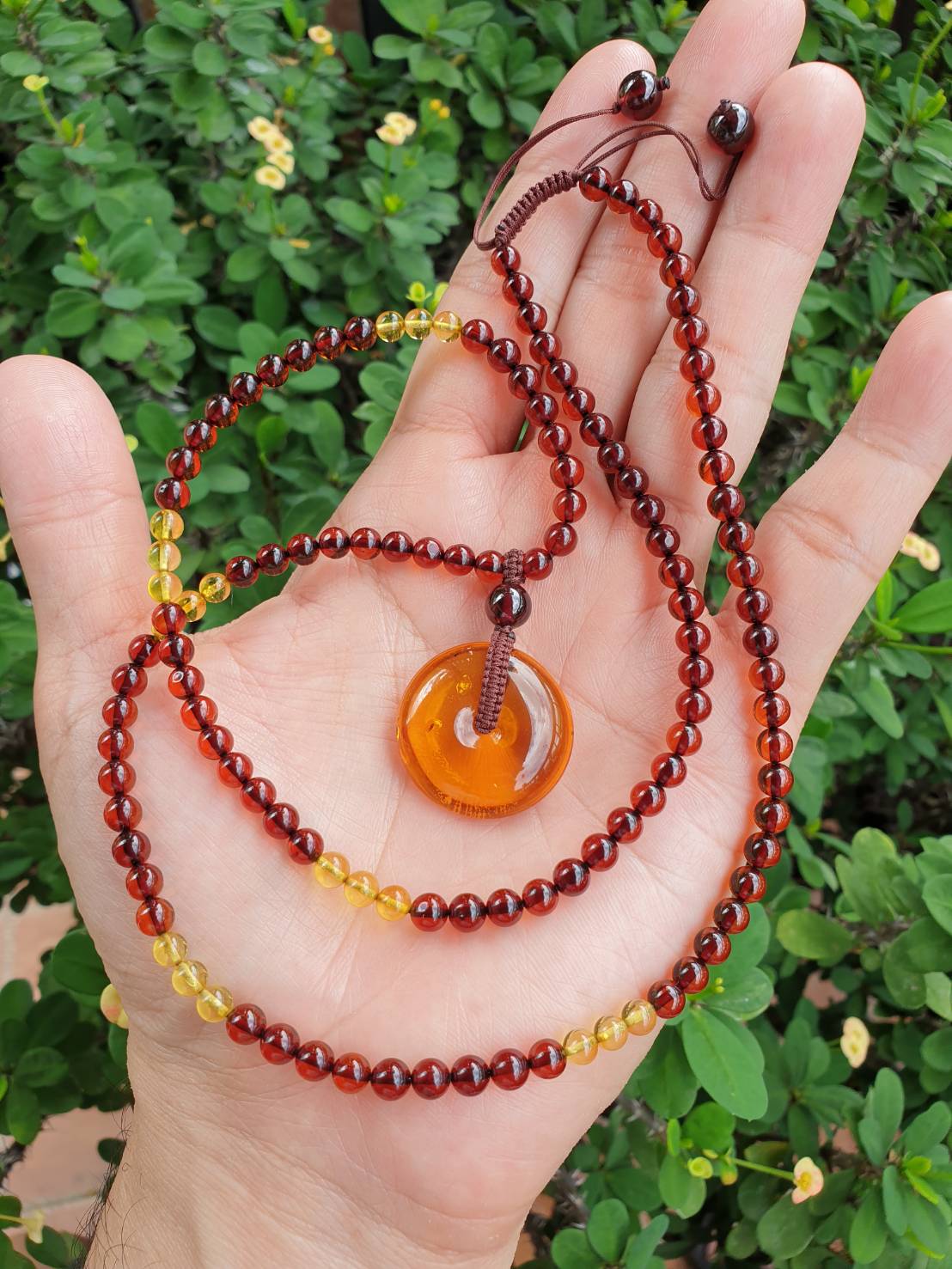 Amber Ping An Kou Beaded Necklace (25") | Natural Amber | His or Hers Statement Necklace