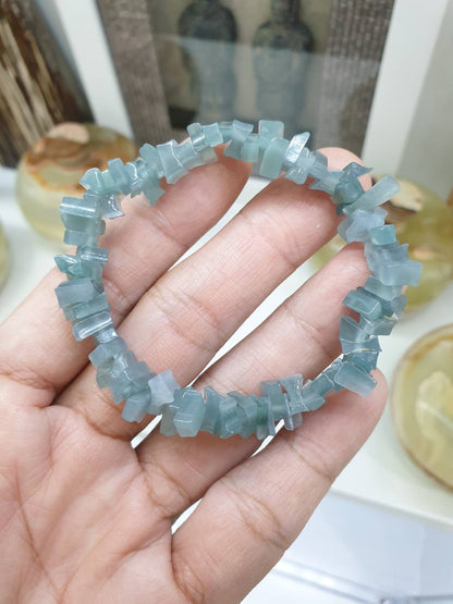 Icy Blue Jade Shards Beaded Bracelet (16 cm) | Type A Natural Jadeite