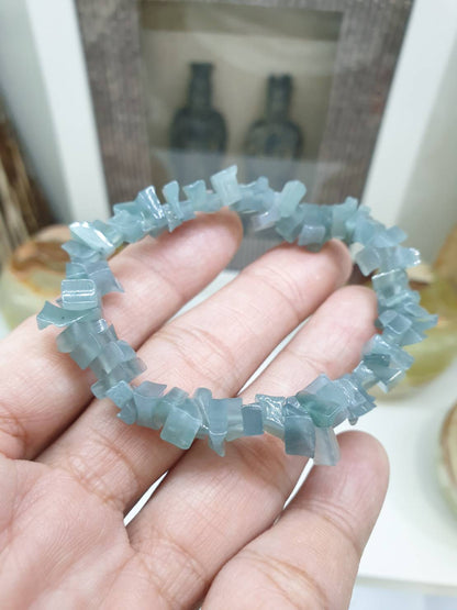 Icy Blue Jade Shards Beaded Bracelet (16 cm) | Type A Natural Jadeite