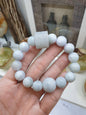 Ash Lavender Jade Beads Bracelet with Ru Yi Charm (17 cm) | Type A Natural Jadeite