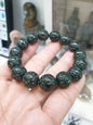 Rare Green-Black Jade Ruyi Beaded Bracelet (Size 17 cm)