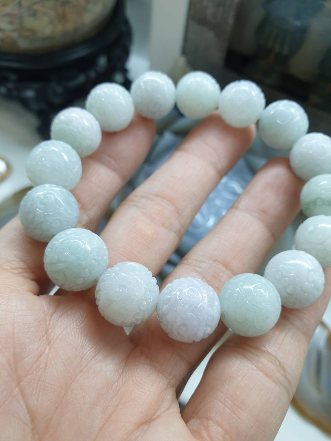 Jade Ruyi Beads Bracelet (17 cm, Selection) | Fei Cui - Type A Natural Jadeite | His or Hers luckycharm Wristcandy