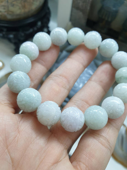 Jade Ruyi Beads Bracelet (17 cm, Selection) | Fei Cui - Type A Natural Jadeite | His or Hers luckycharm Wristcandy