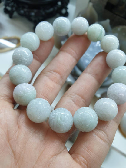 Jade Ruyi Beads Bracelet (17 cm, Selection) | Fei Cui - Type A Natural Jadeite | His or Hers luckycharm Wristcandy