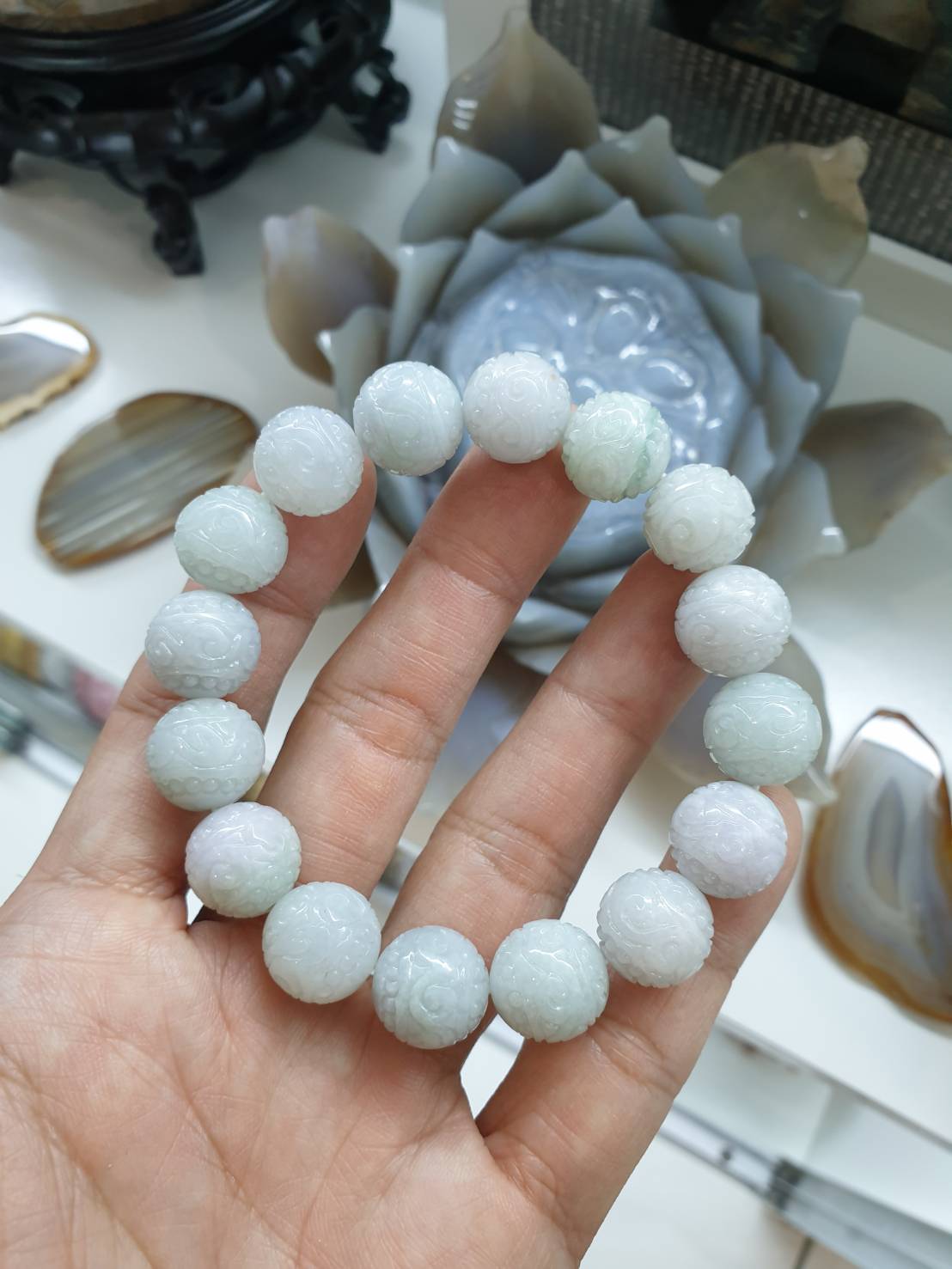 Jade Ruyi Beads Bracelet (17 cm, Selection) | Fei Cui - Type A Natural Jadeite | His or Hers luckycharm Wristcandy