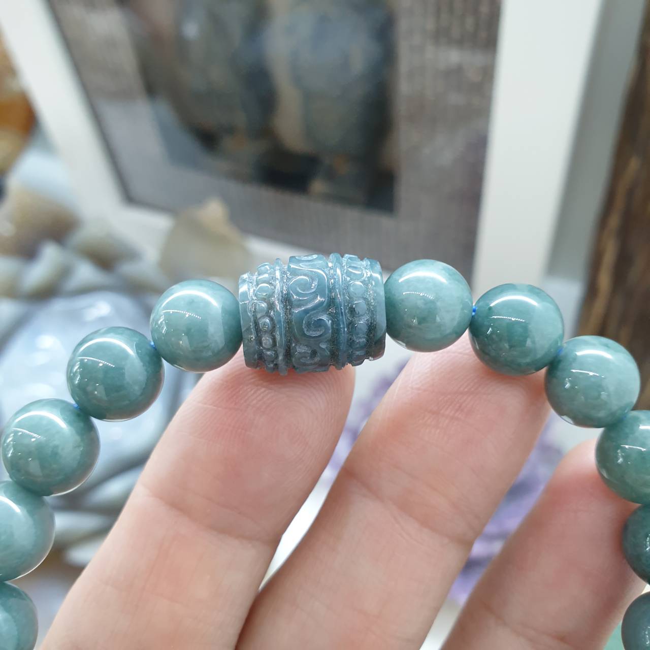 Blue Jade Ru Yi Bracelet (17 cm) | Ru Yi Bead Charm (Selection) | Type A Natural Jadeite