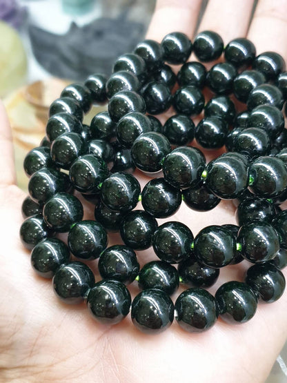 Black Jade Bracelet (17 cm) | Type A - Vintage Beads | His or Hers Wrist Accessory