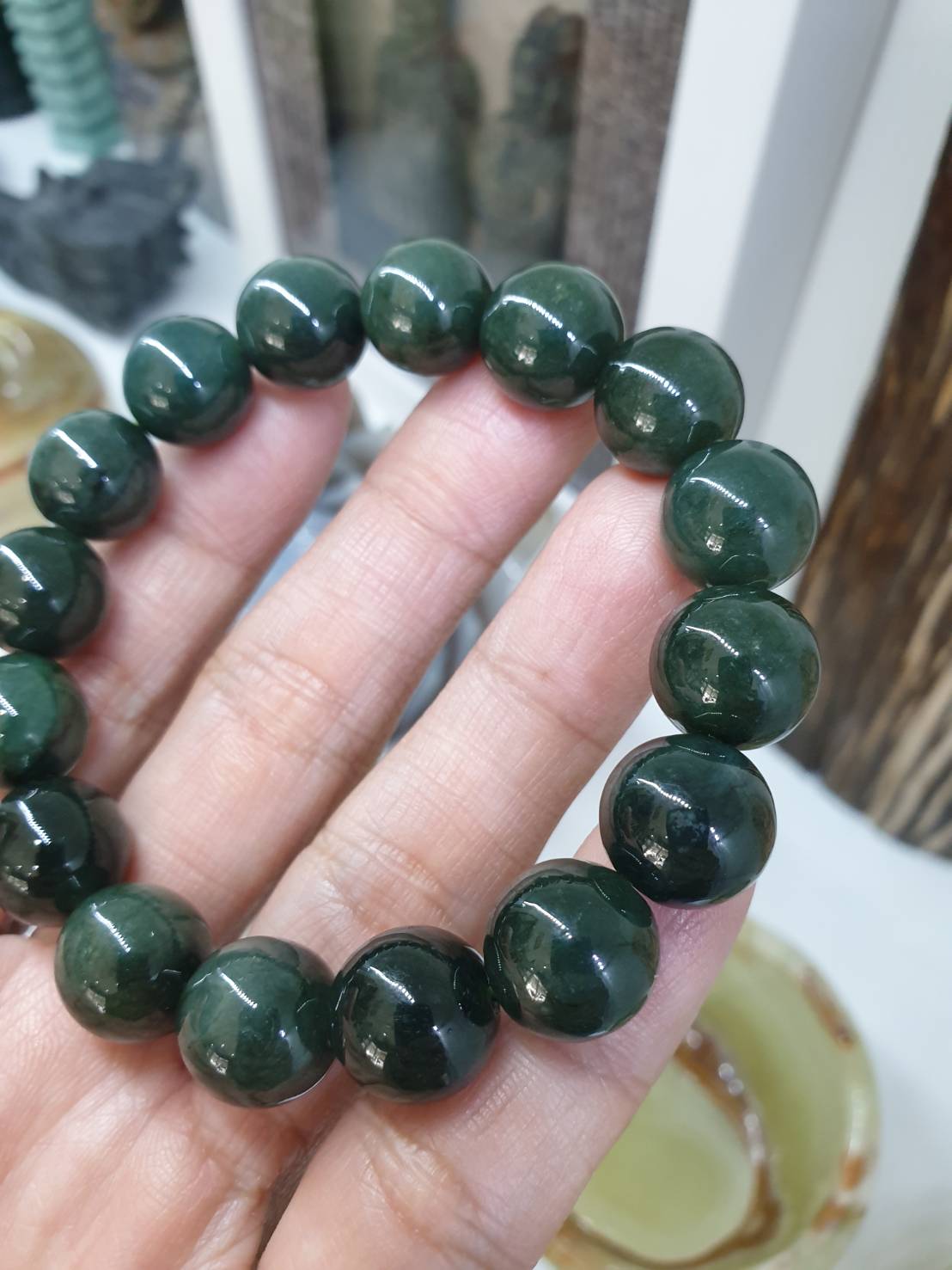 Gent's Style Black-Green Jade Bracelet (17 cm) | Type A Jadeite Vintage Beads | Gift Idea For Him 🎁