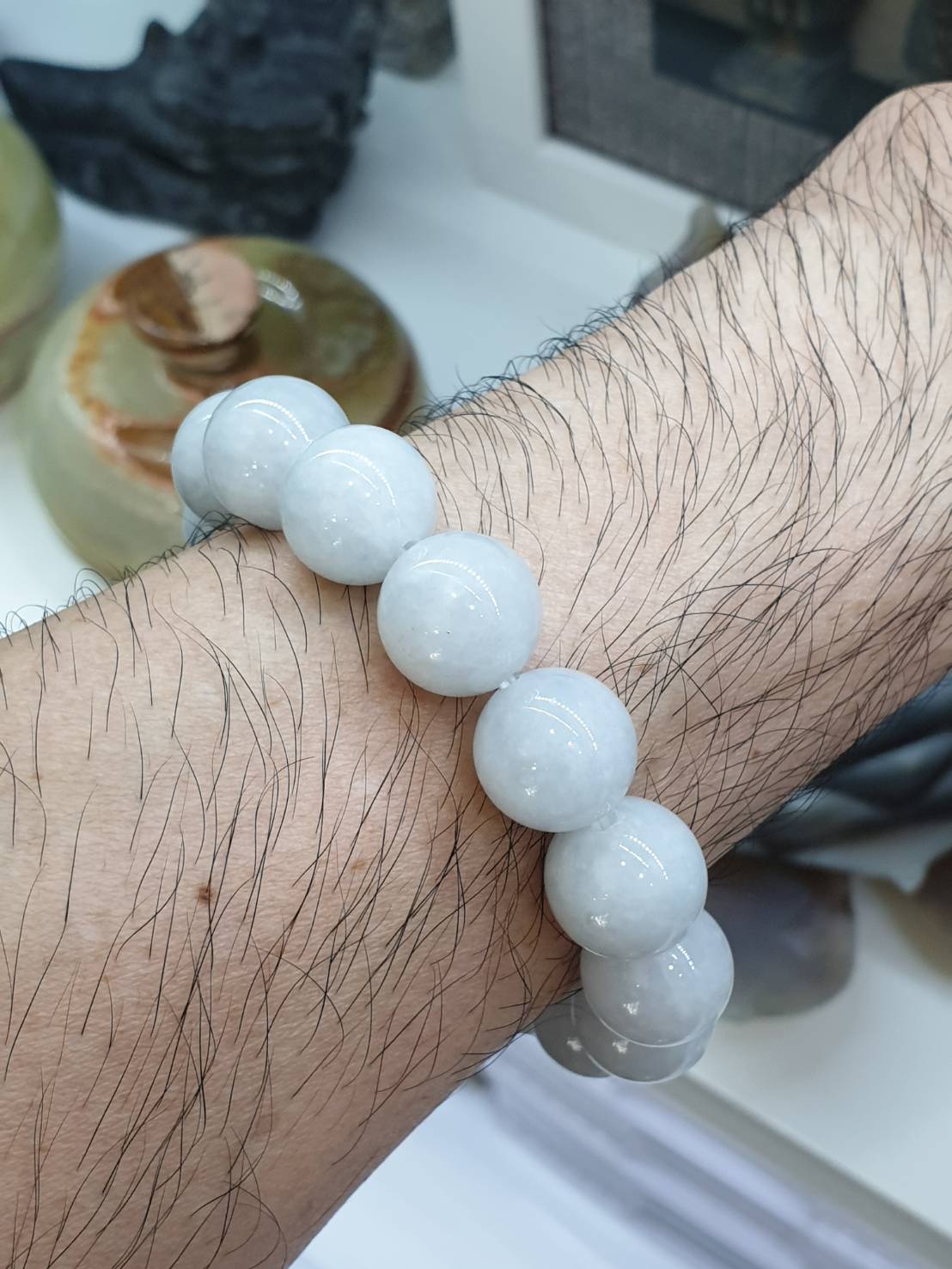 White Jade Bracelet (17 cm) | Type A Natural Jadeite | His or Hers Wristcandy