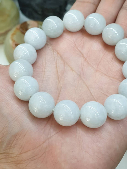 White Jade Bracelet (17 cm) | Type A Natural Jadeite | His or Hers Wristcandy