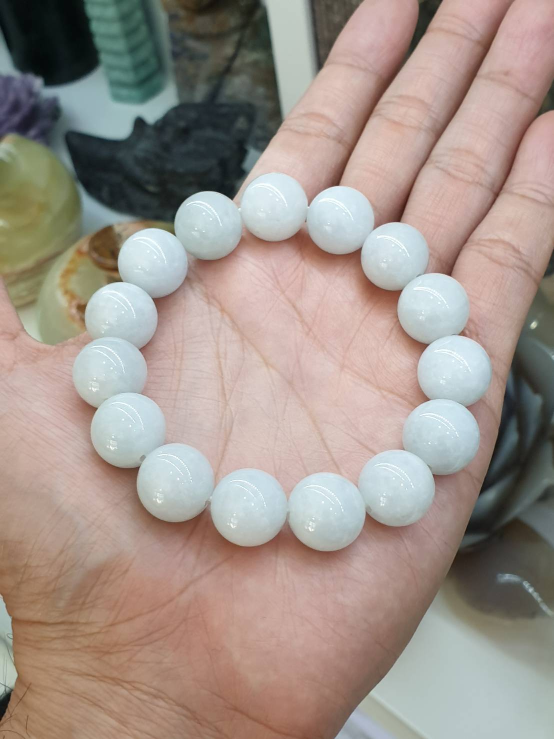 White Jade Bracelet (17 cm) | Type A Natural Jadeite | His or Hers Wristcandy