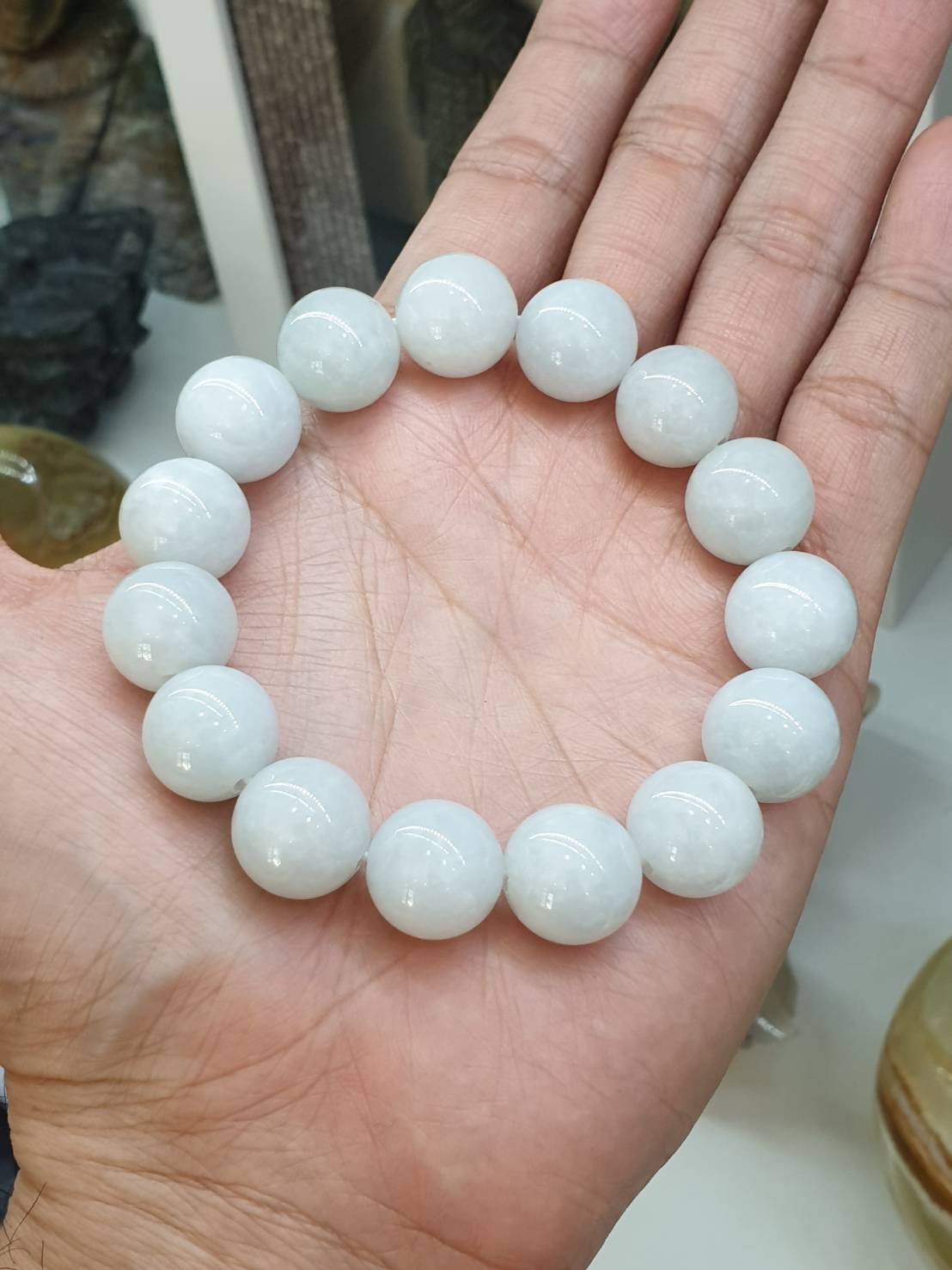 White Jade Bracelet (17 cm) | Type A Natural Jadeite | His or Hers Wristcandy