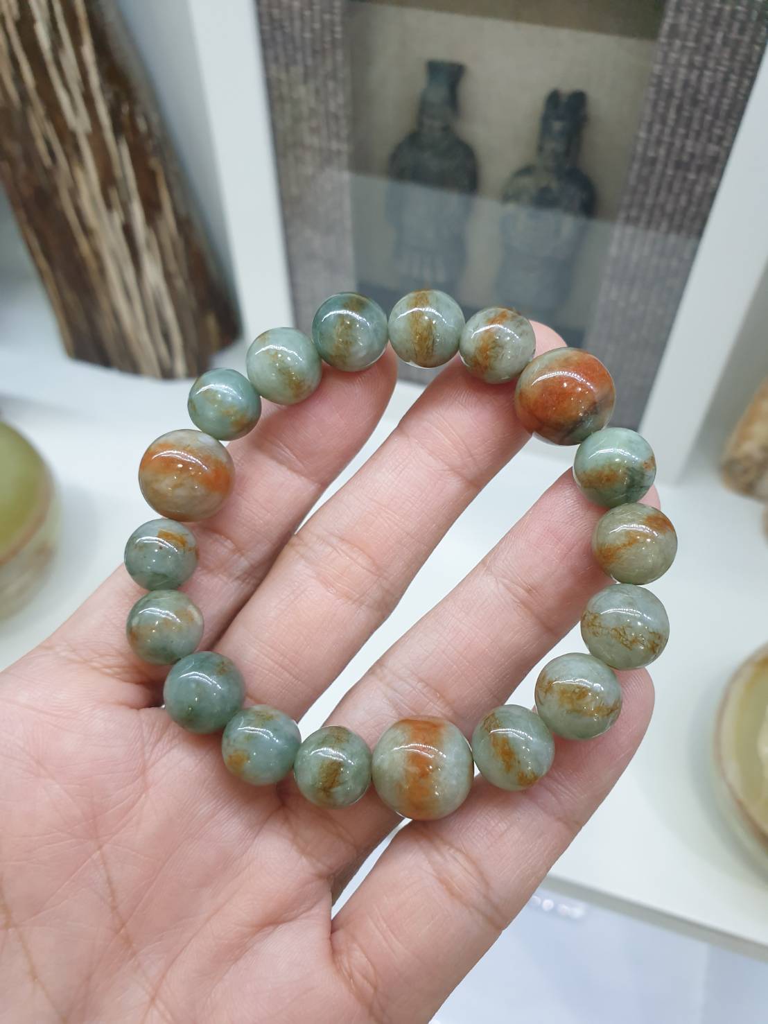 Red-Blue Jade Bracelet (17 cm) | Type A Natural Jadeite | His or Hers Wristcandy