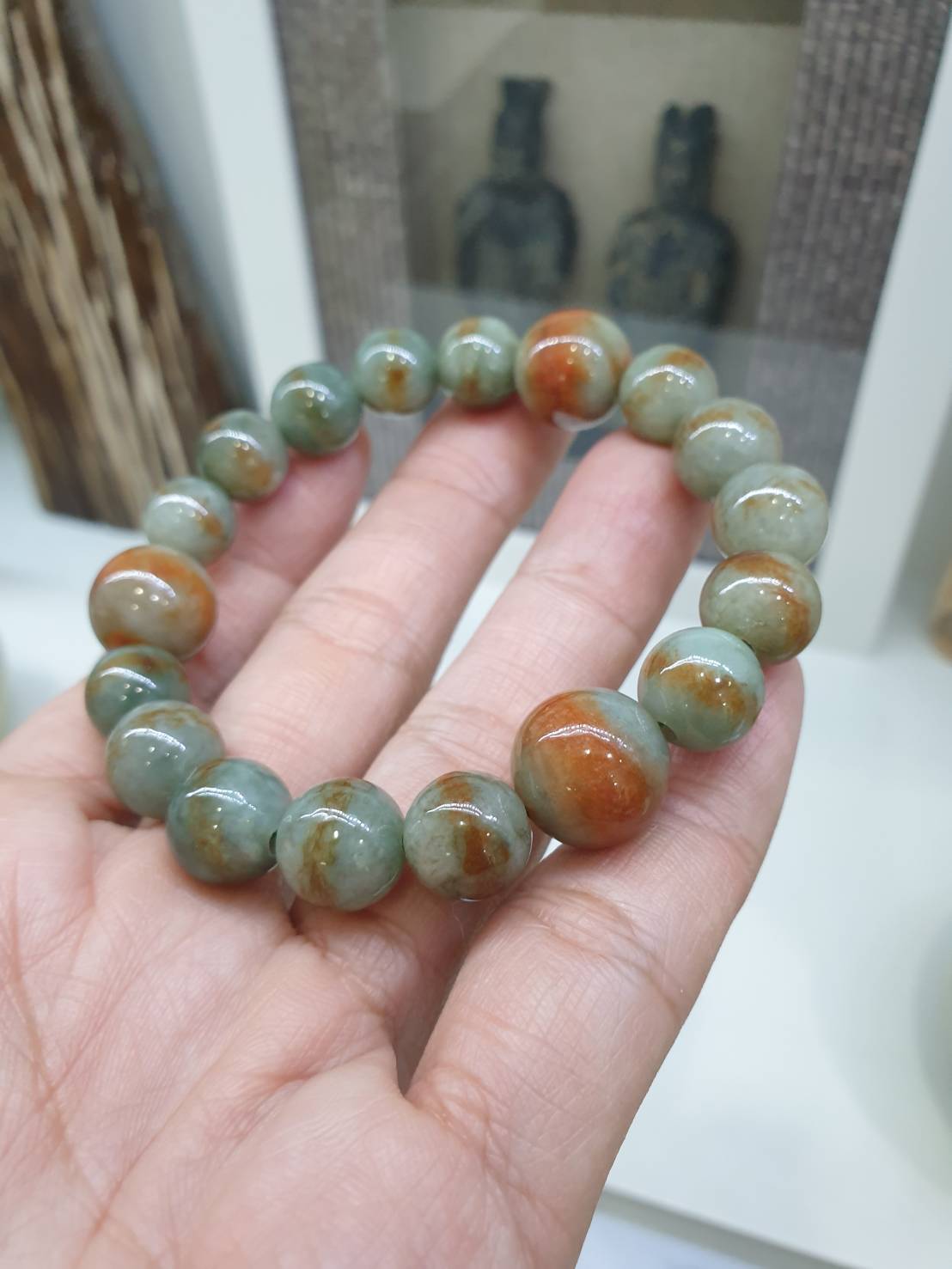 Red-Blue Jade Bracelet (17 cm) | Type A Natural Jadeite | His or Hers Wristcandy