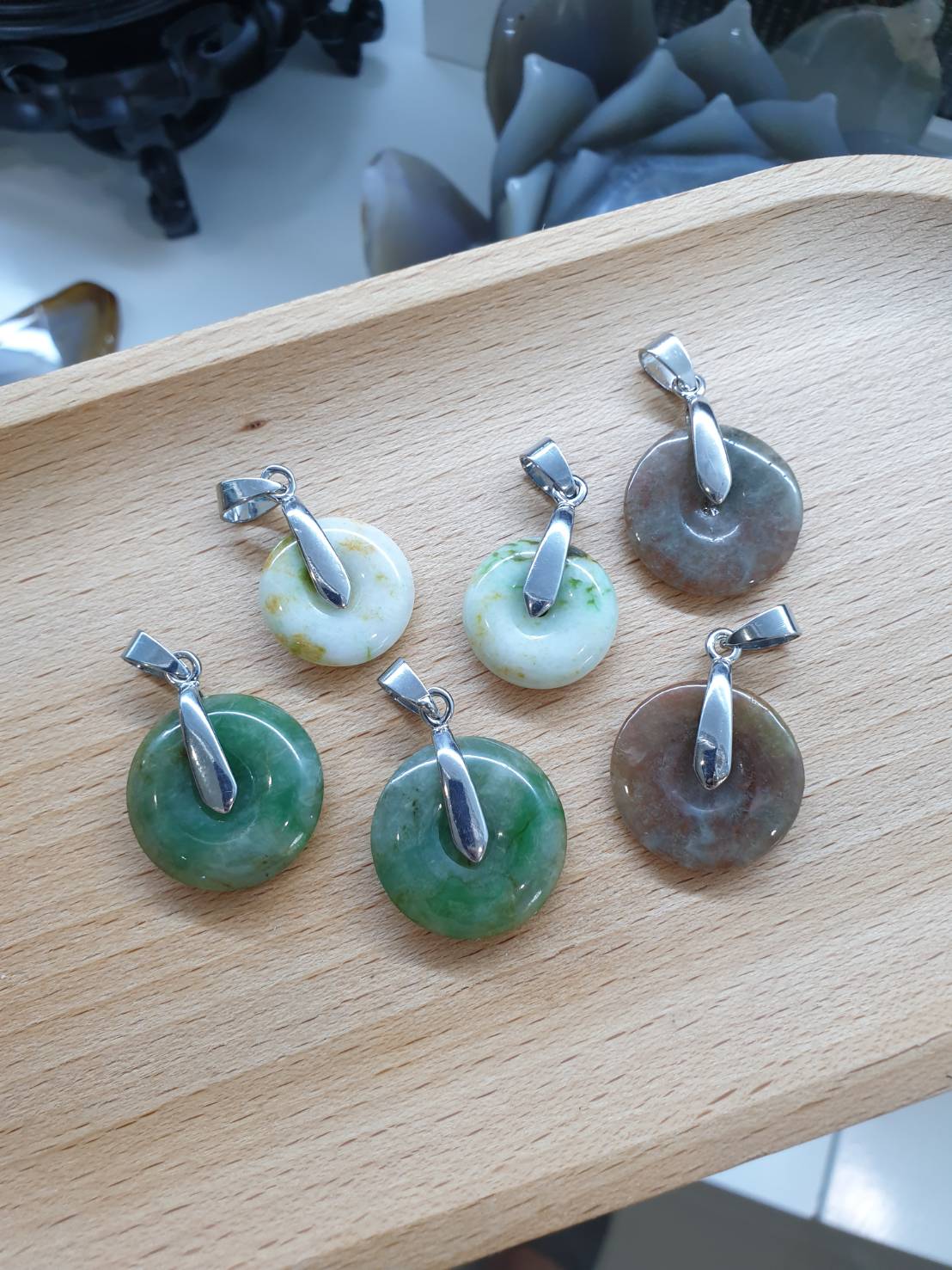 Myanmar Jade Ping An Kou Pendant Type A Natural Jadeite Sterling Silver
