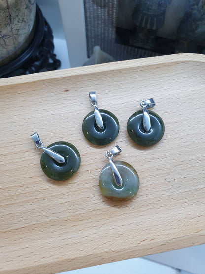 Myanmar Jade Ping An Kou Pendant Type A Natural Jadeite Sterling Silver