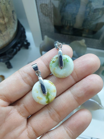 Myanmar Jade Ping An Kou Pendant Type A Natural Jadeite Sterling Silver