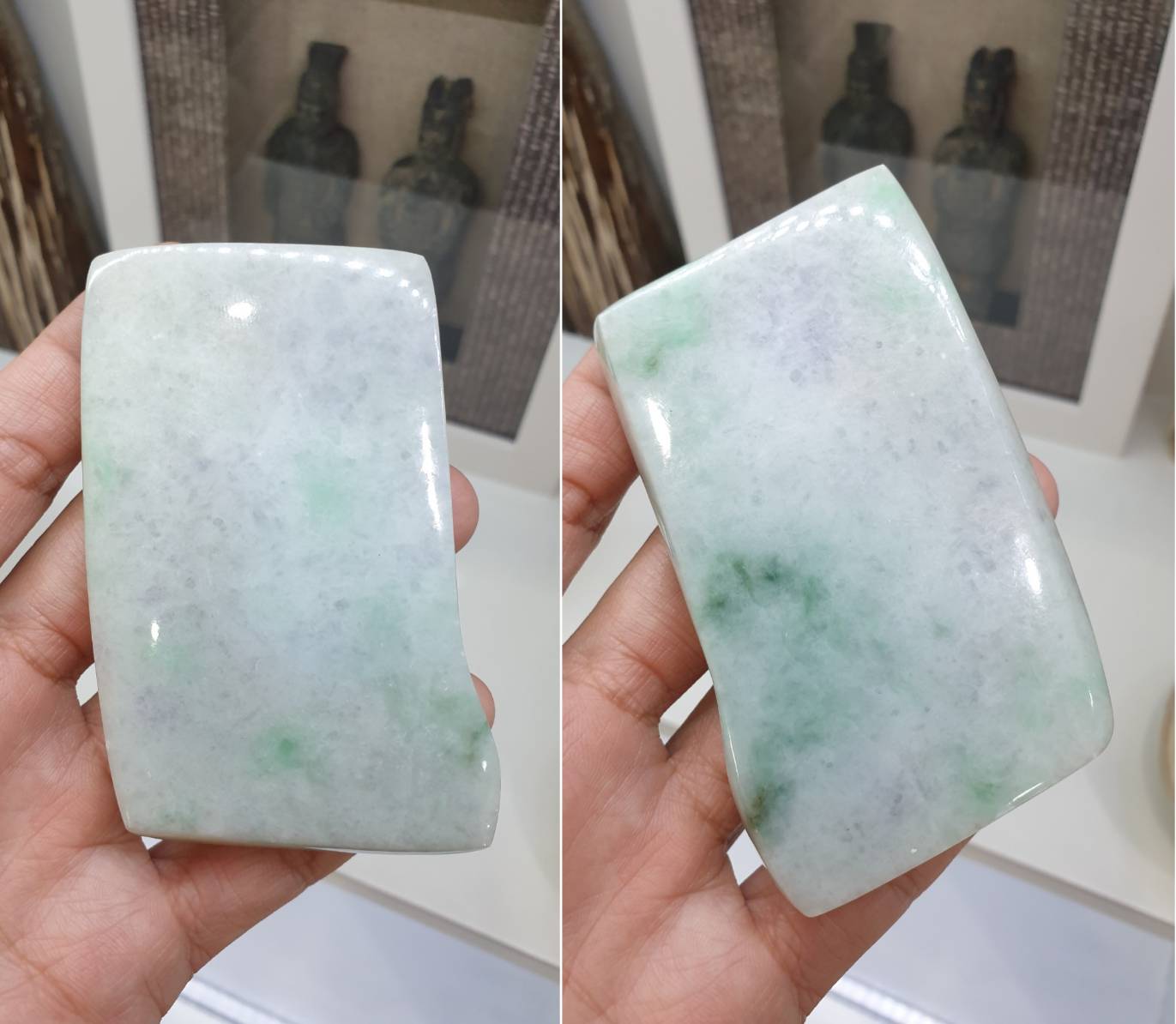 Lavender With Apple Green Jade Stone Paperweight - Type A  Jadeite