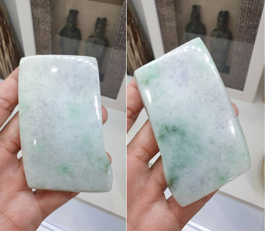 Lavender With Apple Green Jade Stone Paperweight - Type A  Jadeite