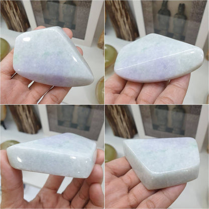 Lavender With Apple Green Jade Stone Paperweight - Type A  Jadeite