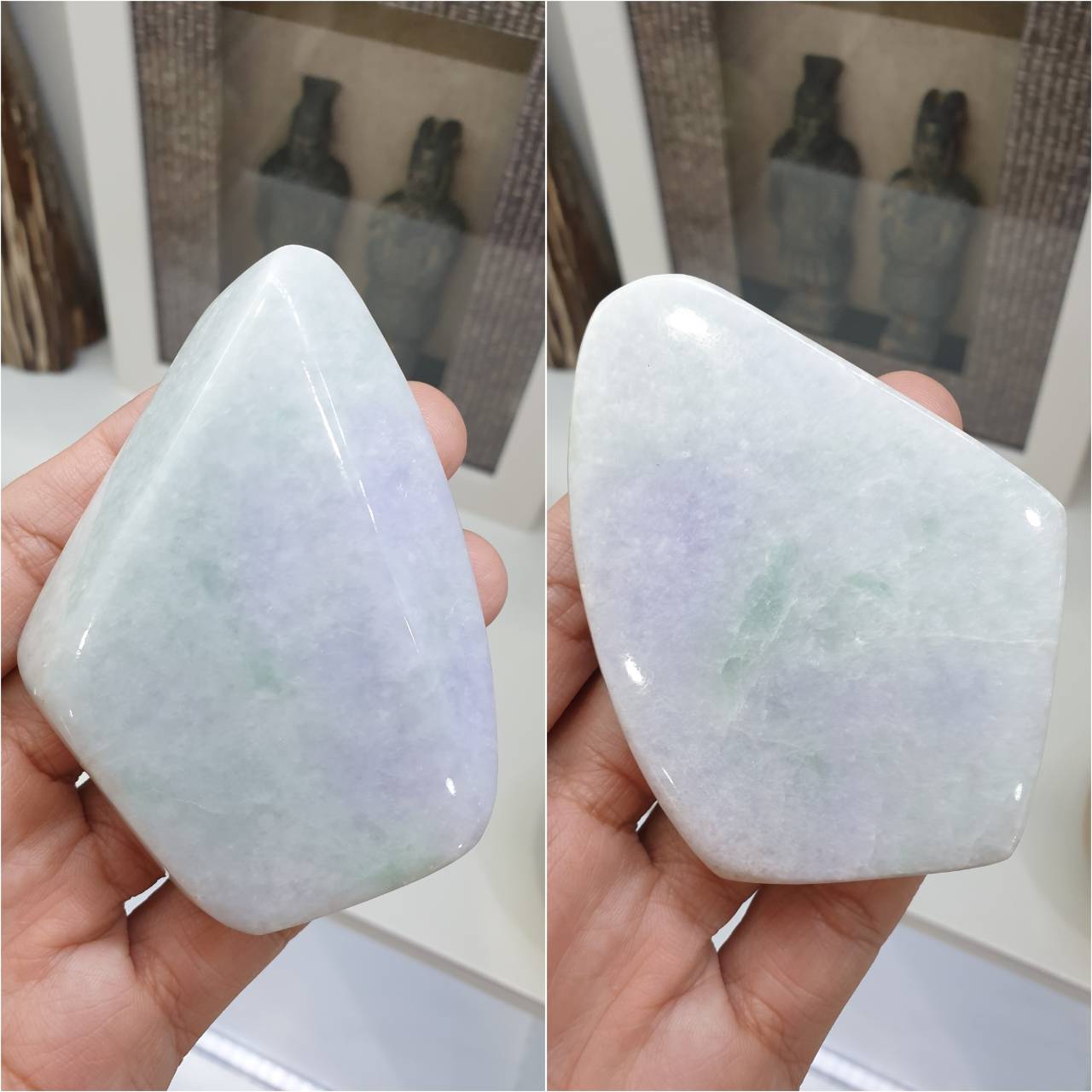 Lavender With Apple Green Jade Stone Paperweight - Type A  Jadeite
