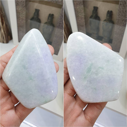 Lavender With Apple Green Jade Stone Paperweight - Type A  Jadeite
