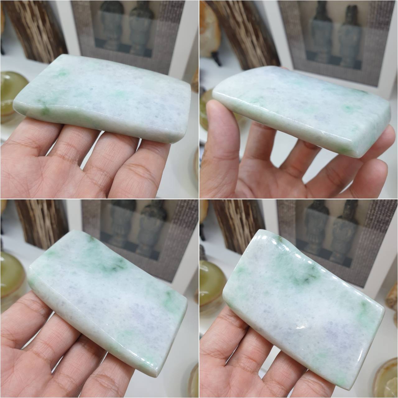 Lavender With Apple Green Jade Stone Paperweight - Type A  Jadeite