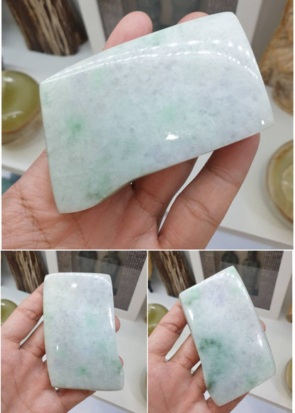 Lavender With Apple Green Jade Stone Paperweight - Type A  Jadeite