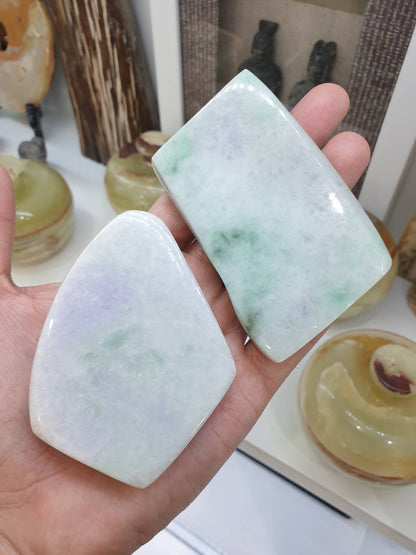 Lavender With Apple Green Jade Stone Paperweight - Type A  Jadeite