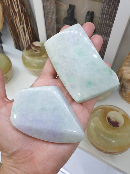 Lavender With Apple Green Jade Stone Paperweight - Type A  Jadeite