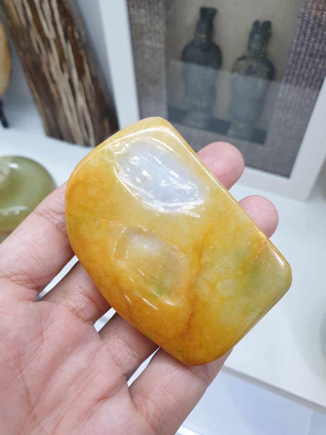 Honey Jade Stone Paperweight - Type A Natural - Lavender Jadeite