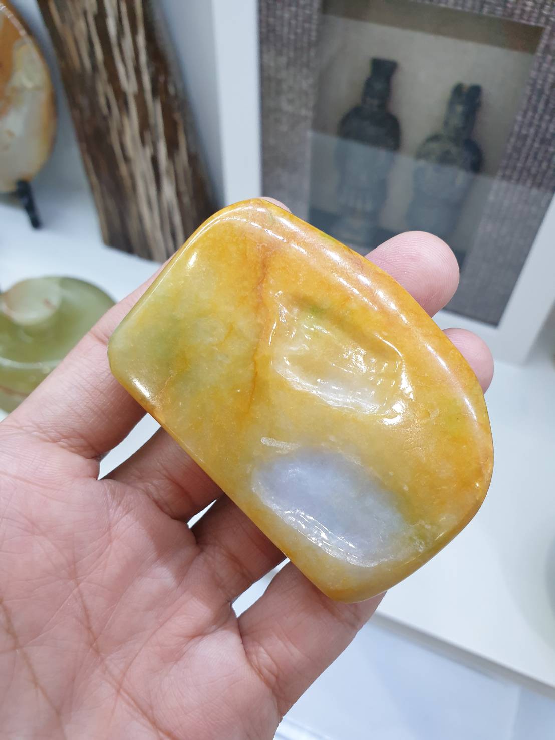 Honey Jade Stone Paperweight - Type A Natural - Lavender Jadeite