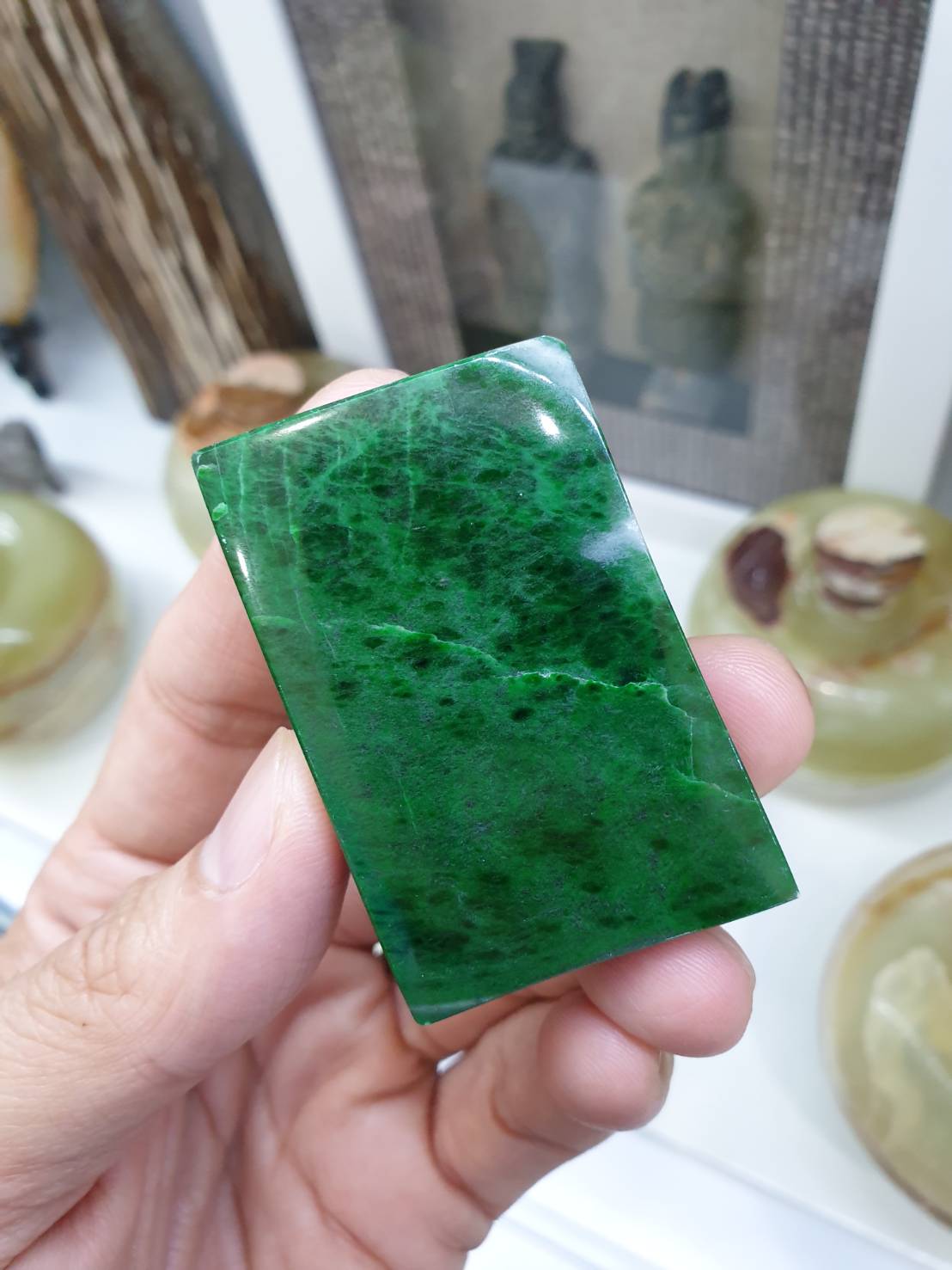 Mawsitsit Stone - Sliver Marbled Green - Paperweight Collectors Item