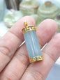 Aquamarine Cylinder Pendant | Solid 9K Gold | His or Hers Statement Pendant