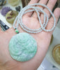 Dragon on Icy White Jade Beaded Necklace (24") | Fei Cui Type A Jadeite