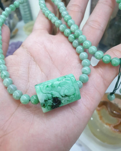 Jade Ru Yi Beaded Necklace (24") | Fei Cui Type A Jadeite