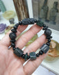 Natural Black Jade 17cm Bracelet - Type A Jadeite Mixed Beads