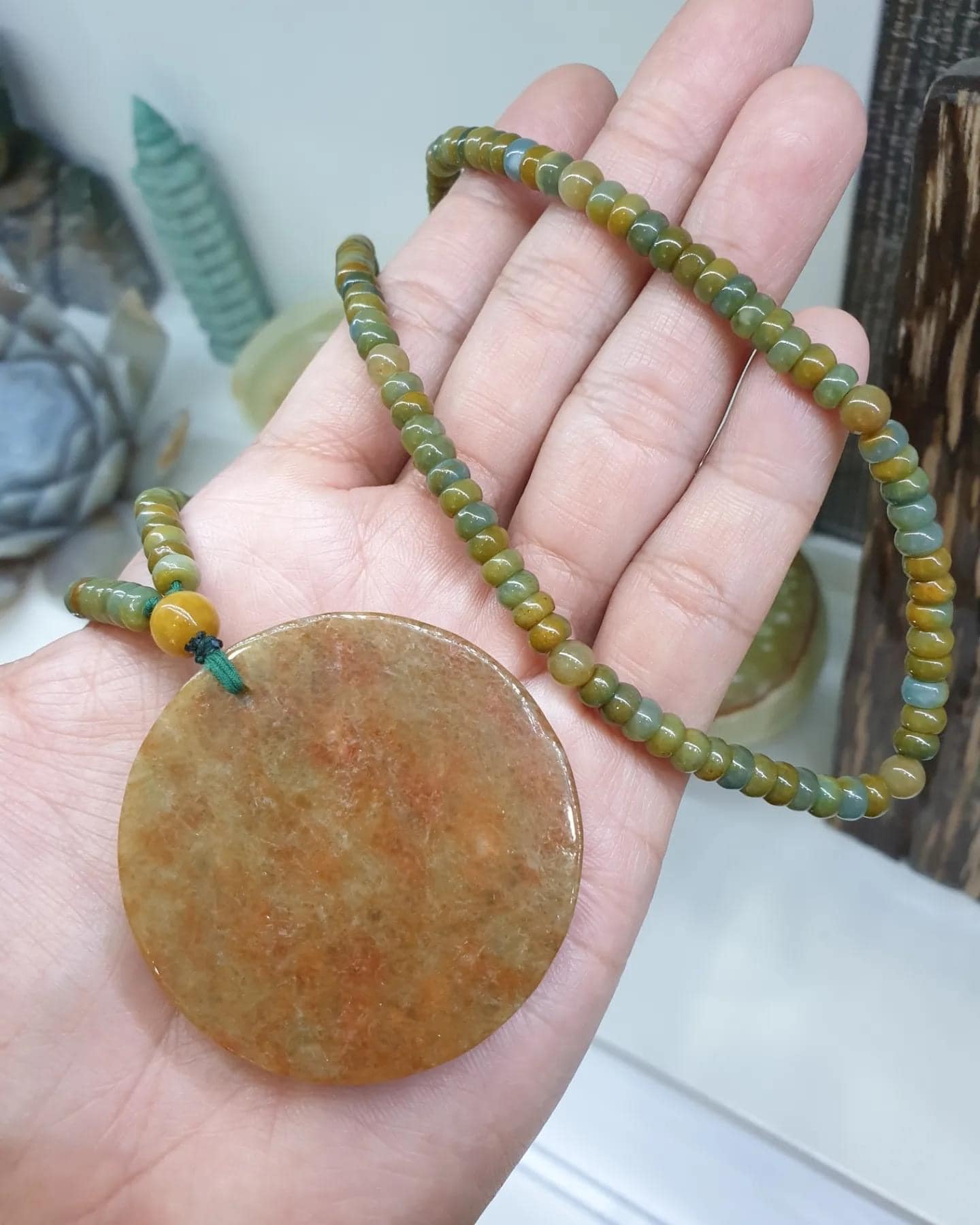 Red Jade Dragon on Abacus Beaded Necklace (24") | Fei Cui Type A Jadeite | His or Hers Statement Jewelry