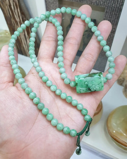 Jade Ru Yi Beaded Necklace (24") | Fei Cui Type A Jadeite