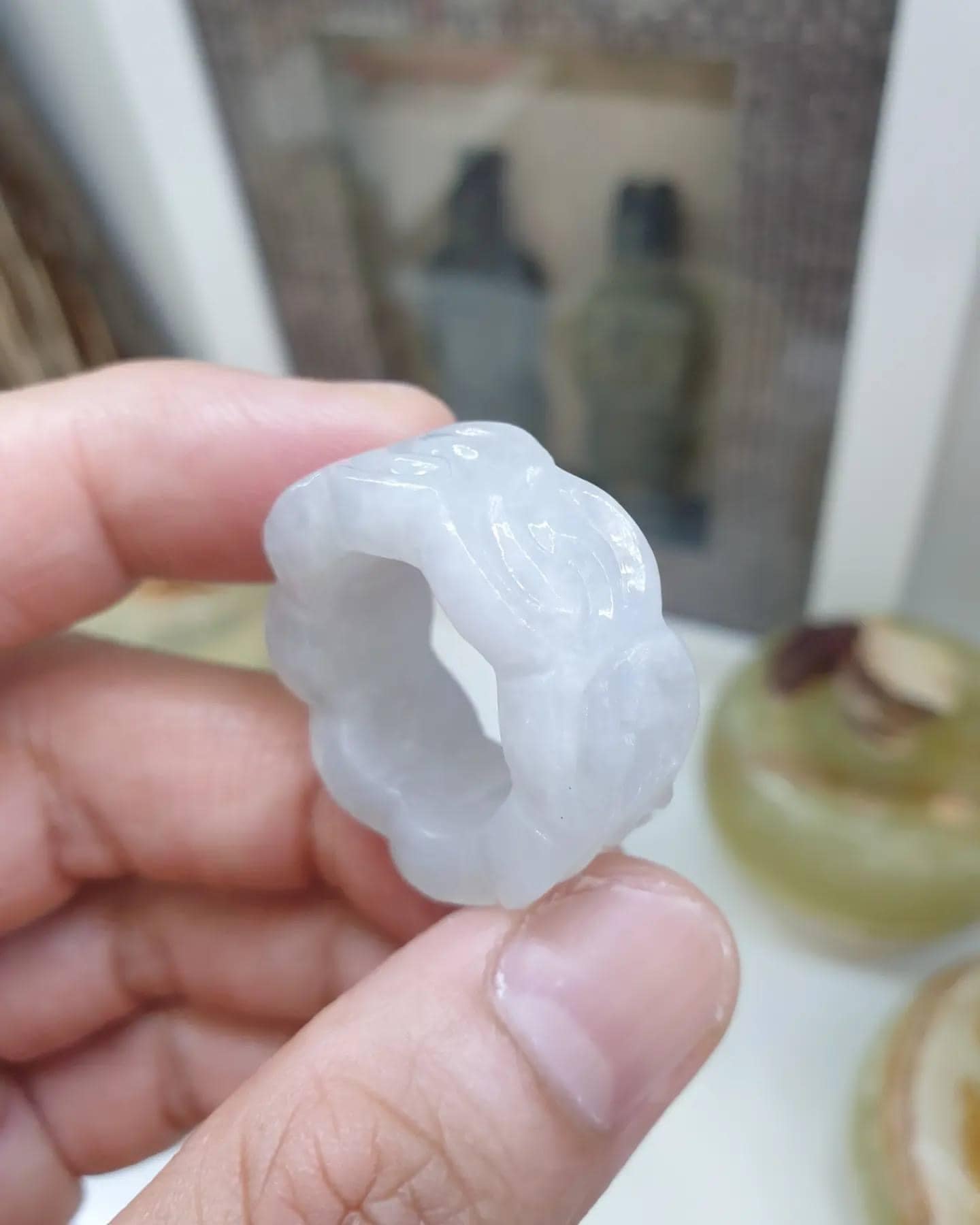 Vintage Jade Ru Yi Ring (Size 9.5 US) | Fei Cui Type A Jadeite | Rare - Collector's Piece Jade Accessory