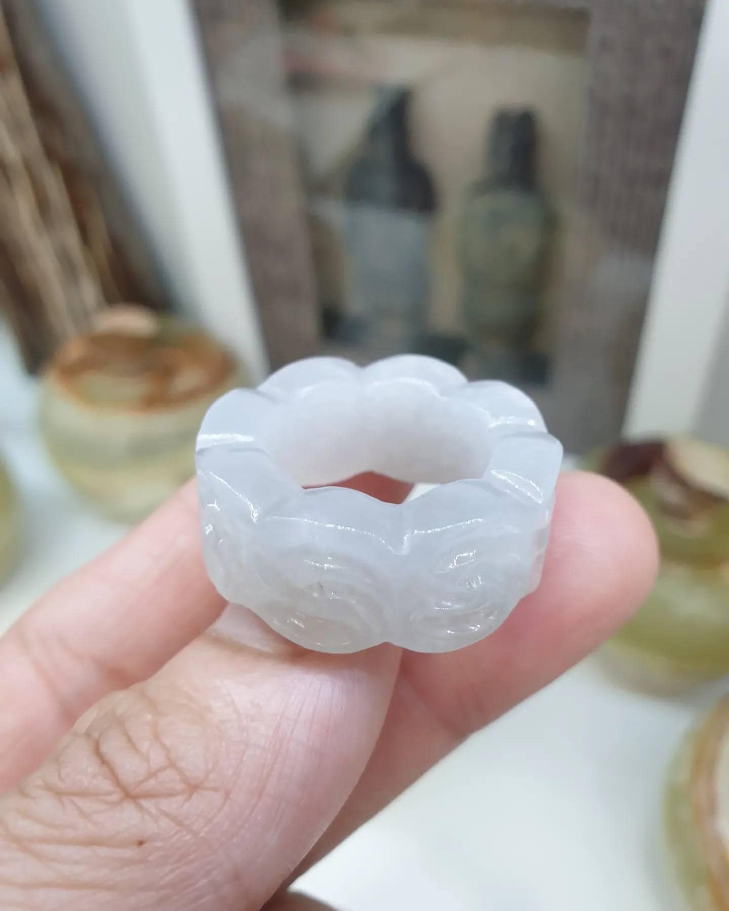 Vintage Jade Ru Yi Ring (Size 9.5 US) | Fei Cui Type A Jadeite | Rare - Collector's Piece Jade Accessory