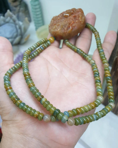 Red Jade Dragon on Abacus Beaded Necklace (24") | Fei Cui Type A Jadeite | His or Hers Statement Jewelry