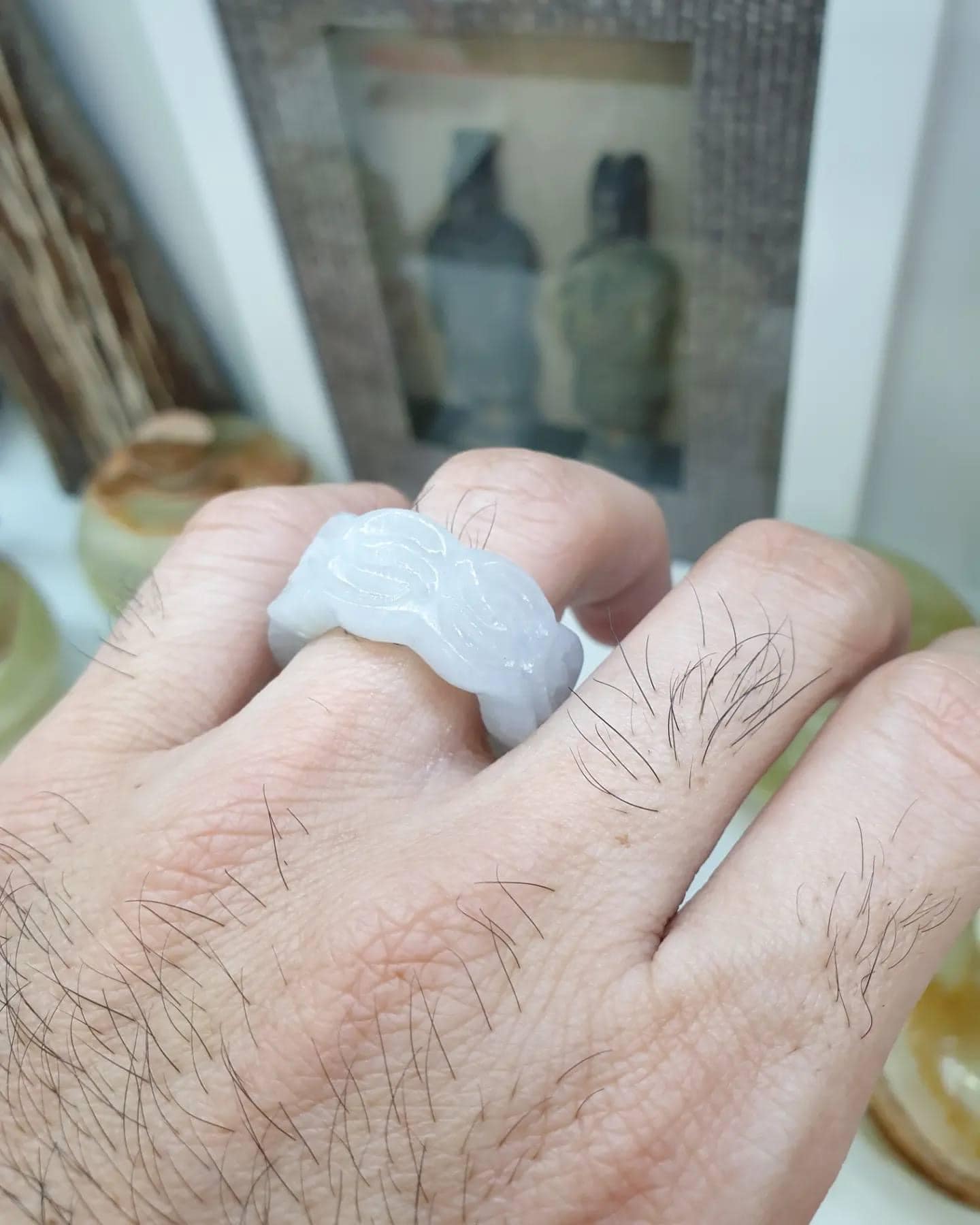 Vintage Jade Ru Yi Ring (Size 9.5 US) | Fei Cui Type A Jadeite | Rare - Collector's Piece Jade Accessory