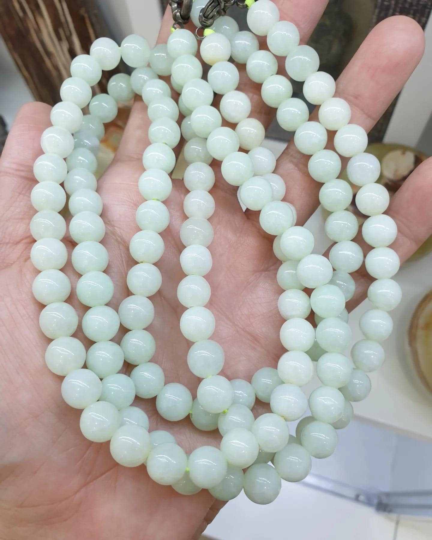 Mint Green Jade Beaded Necklace (23") | Fei Cui Type A Jadeite