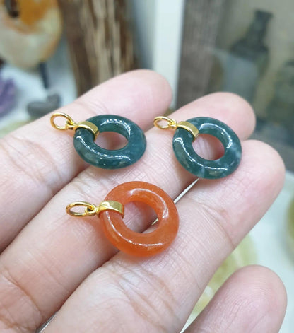 Jade Ping An Kou pendant | Solid 18K Gold | Type A Natural Jadeite