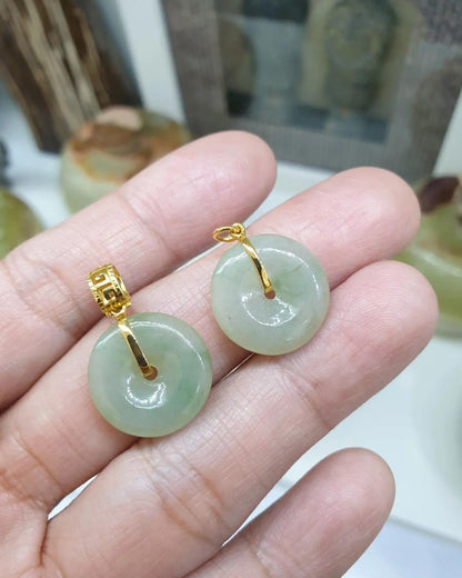 Jade Ping An Kou Pendant | 18K Gold & Fei Cui - Type A Jadeite | Cute Gift Idea for Her 🎁