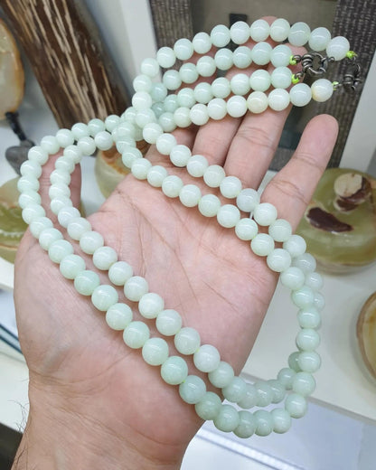 Mint Green Jade Beaded Necklace (23") | Fei Cui Type A Jadeite
